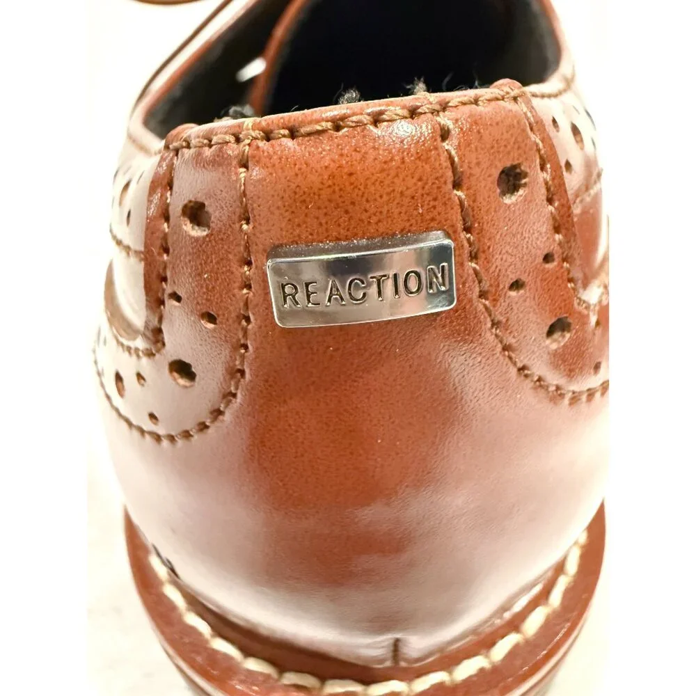 Kenneth Cole Reaction Techni-Cole Comfort Cap Toe Brogue Brown Oxfords 7.5 EUC